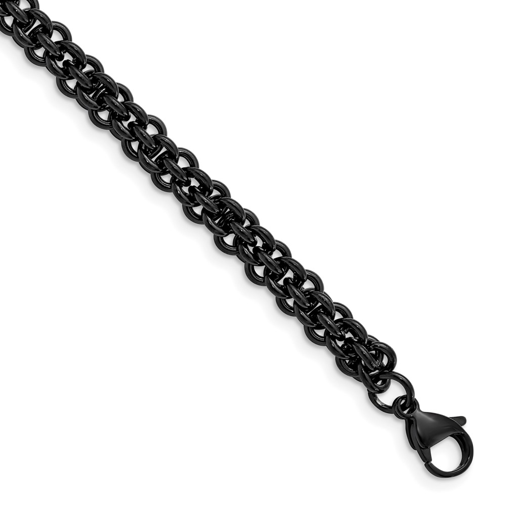 Stainless Steel Polished Black IP-plated 9in Bracelet