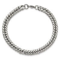 Chisel Stainless Steel Polished Double Curb Chain Bracelet - 9in view 4