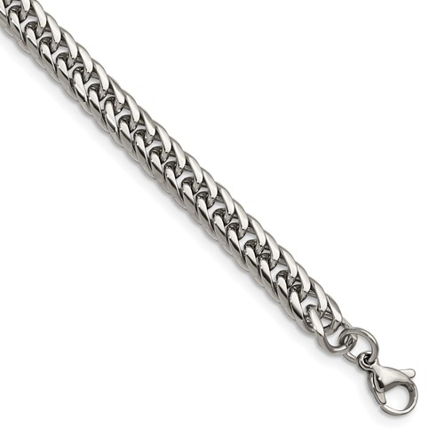 Chisel Stainless Steel Polished Double Curb Chain Bracelet, 9"