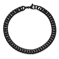 Chisel Stainless Steel Polished Black IP-plated Curb Chain Bracelet, 9" view 4