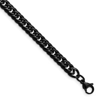 Chisel Stainless Steel Polished Black IP-plated Curb Chain Bracelet, 9" view 1