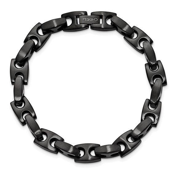 Chisel Stainless Steel Brushed Black IP-plated 9 inch Link Bracelet