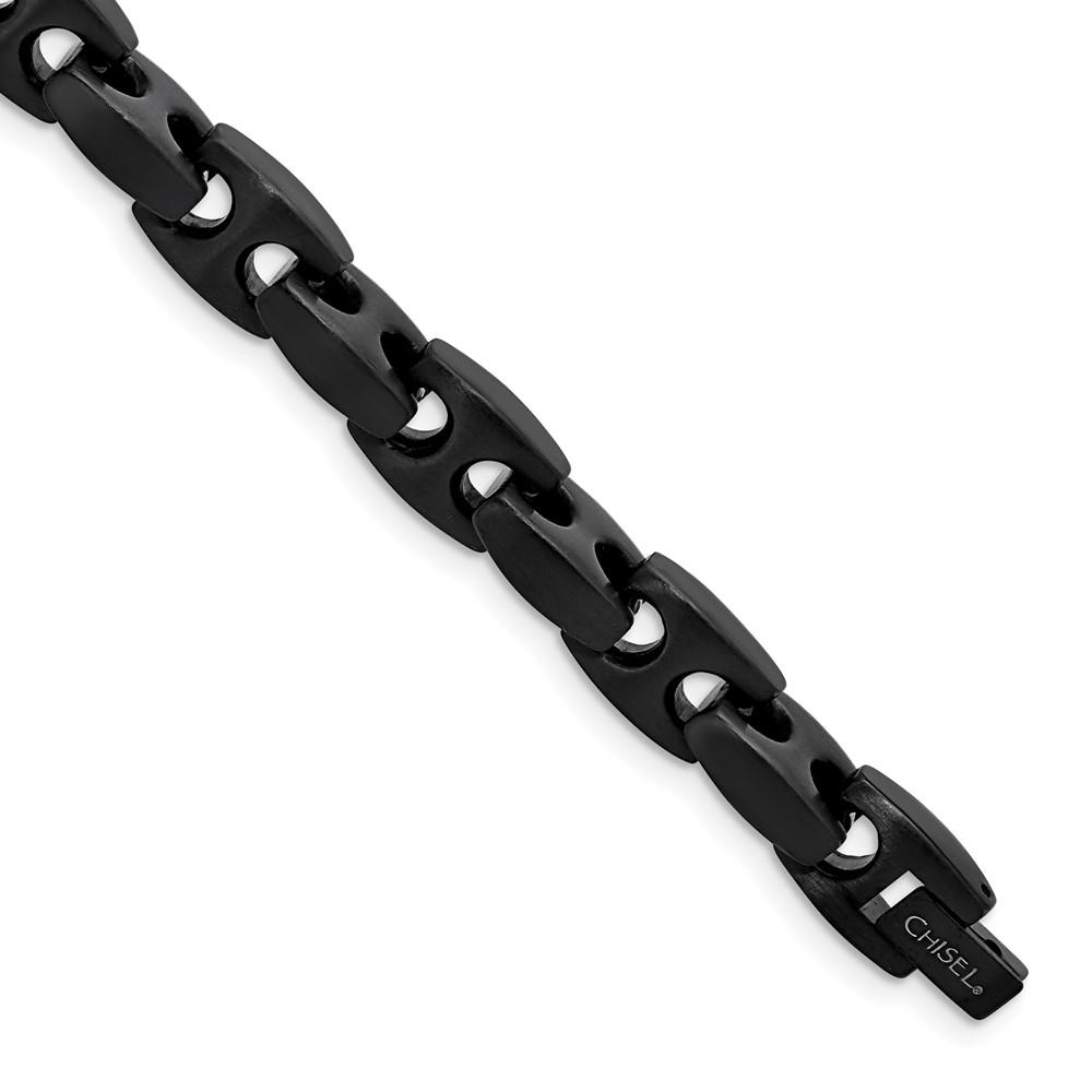 Stainless Steel Brushed Black IP-plated 9in Link Bracelet