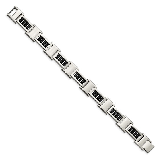Stainless Steel Polished Black IP-plated 8.5in Bracelet