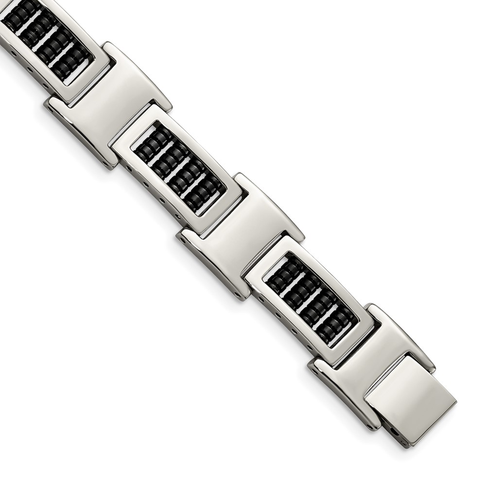 Stainless Steel Polished Black IP-plated 8.5in Bracelet