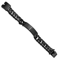 Chisel Stainless Steel Brushed Black IP-plated Curb Chain ID Bracelet, 9" view 2