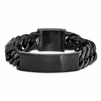Chisel Stainless Steel Brushed Black IP-plated Curb Chain ID Bracelet, 9" view 4