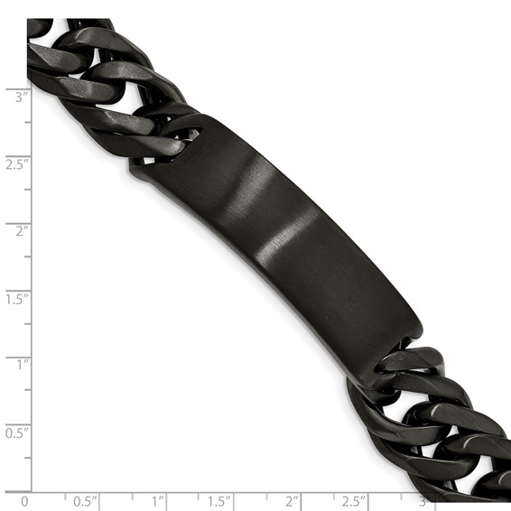 Chisel Stainless Steel Brushed Black IP-plated Curb Chain 9 inch ID Bracelet