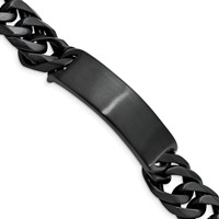 Chisel Stainless Steel Brushed Black IP-plated Curb Chain ID Bracelet, 9" view 1