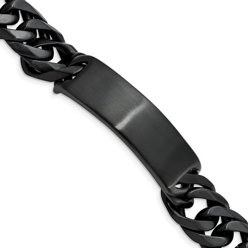 Chisel Stainless Steel Brushed Black IP-plated Curb Chain ID Bracelet, 9"