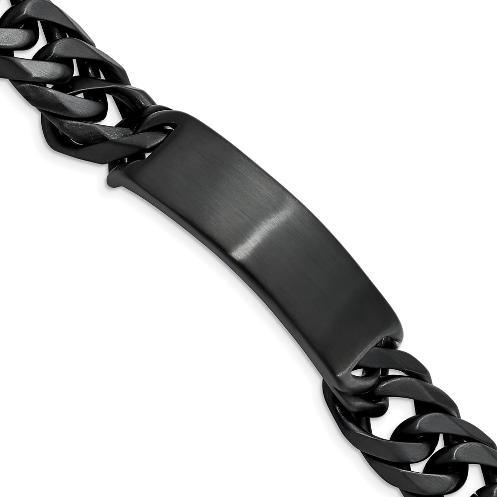 Stainless Steel Brushed Black IP-plated 9in ID Bracelet
