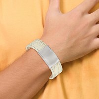 Stainless Steel Brushed White Leather ID Bracelet, 8.5" view 5