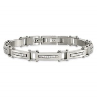 Chisel Stainless Steel Polished with CZ Bracelet with.5 Inch Extension, 8.25" view 4