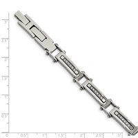 Chisel Stainless Steel Polished with CZ Bracelet with.5 Inch Extension, 8.25" view 5