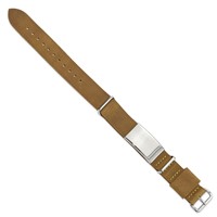 Stainless Steel Polished Brown Leather Adj. ID Bracelet view 3
