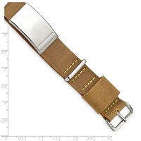 Stainless Steel Polished Brown Leather Adj. ID Bracelet view 5