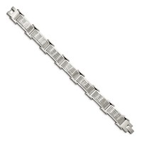 Chisel Stainless Steel Brushed Polished and Textured Link Bracelet, 8.25" view 3