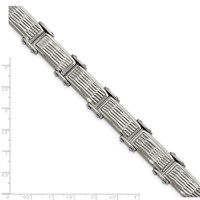 Chisel Stainless Steel Brushed Polished and Textured Link Bracelet, 8.25" view 5