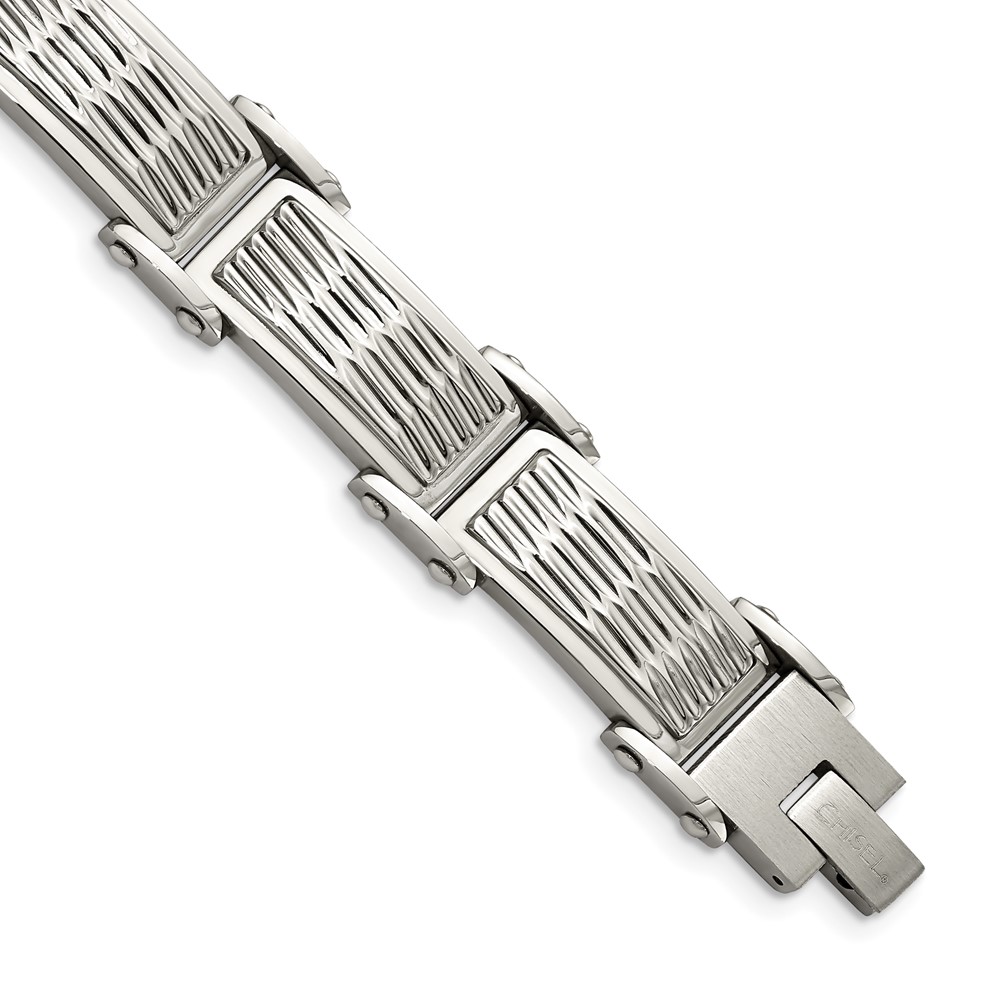 Stainless Steel Brushed Polished and Textured 8.25in Bracelet