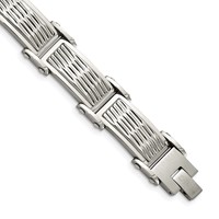 Chisel Stainless Steel Brushed Polished and Textured Link Bracelet, 8.25" view 1