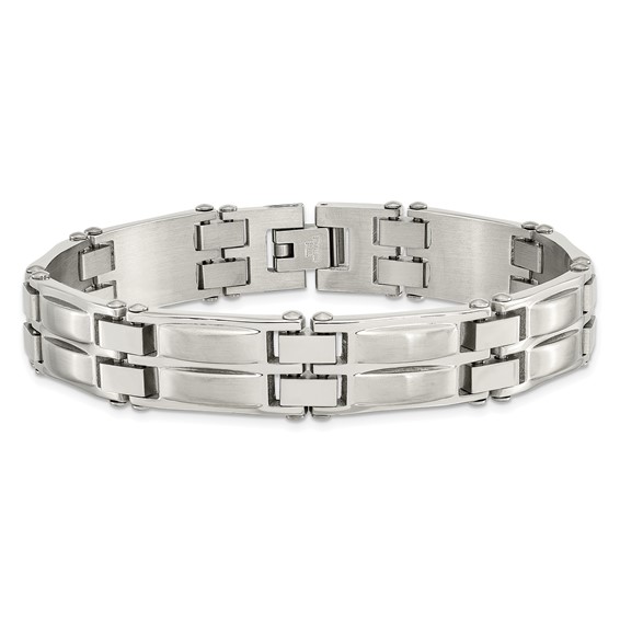 Chisel Stainless Steel Polished and Brushed 8.5 inch Link Bracelet
