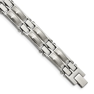 Chisel Stainless Steel Polished and Brushed 8.5 inch Link Bracelet