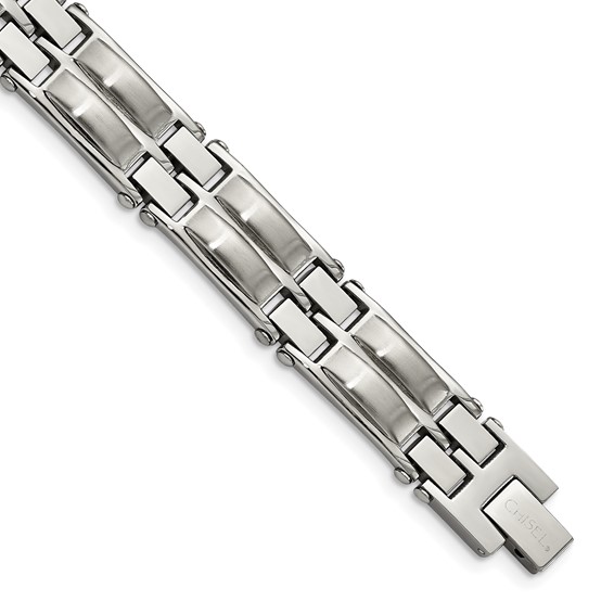 Chisel Stainless Steel Polished and Brushed 8.5 inch Link Bracelet