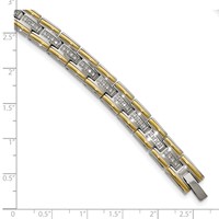 Chisel Stainless Steel Polished Yellow IP-plated Bracelet with CZ Link, 8.5" view 5
