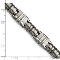 Chisel Stainless Steel Brushed and Polished Bracelet with Black CZ Fancy Link, 8.25" view 5