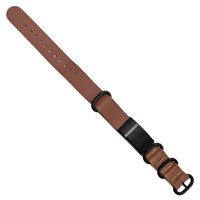 Stainless Steel Brushed Black IP-plated Brown Leather Adj. ID Bracelet view 3