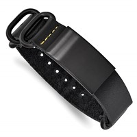 Stainless Steel Brushed Black IP-plated Black Leather Adj. ID Bracelet view 4