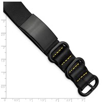 Stainless Steel Brushed Black IP-plated Black Leather Adj. ID Bracelet view 5