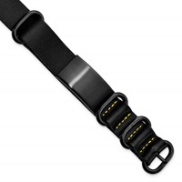 Stainless Steel Brushed Black IP-plated Black Leather Adj. ID Bracelet view 1