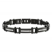 Chisel Stainless Steel Polished Black IP-plated with CZ Bracelet with.5 Inch Extension, 8.25" view 3