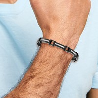 Chisel Stainless Steel Polished Black IP-plated with CZ Bracelet with.5 Inch Extension, 8.25" view 5