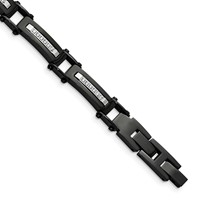 Chisel Stainless Steel Polished Black IP-plated with CZ Bracelet with.5 Inch Extension, 8.25" view 1