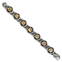 Chisel Stainless Steel Antiqued and Polished Bracelet with Gold Tin Epoxy Resin Link, 9" view 2