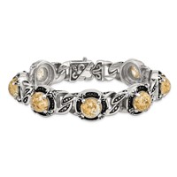 Chisel Stainless Steel Antiqued and Polished Bracelet with Gold Tin Epoxy Resin Link, 9" view 4
