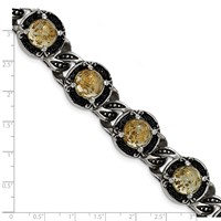 Chisel Stainless Steel Antiqued and Polished Bracelet with Gold Tin Epoxy Resin Link, 9" view 5