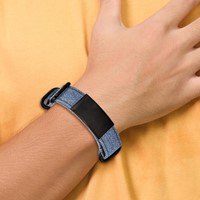 Stainless Steel Brushed Black IP-plated Blue Jean Fabric Adj. ID Bracelet view 5