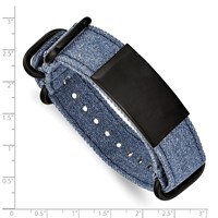Stainless Steel Brushed Black IP-plated Blue Jean Fabric Adj. ID Bracelet view 4
