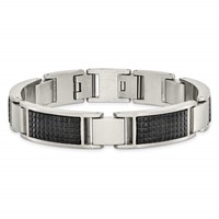 Chisel Stainless Steel Brushed and Textured Black IP-plated Link Bracelet with.5 Inch Extension, 8" view 4