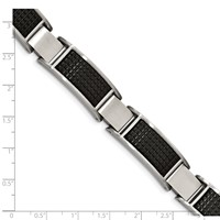 Chisel Stainless Steel Brushed and Textured Black IP-plated Link Bracelet with.5 Inch Extension, 8" view 5