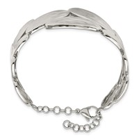 Stainless Steel Polished & Hammered Bracelet with Ext. Bangle, 1.5" view 3