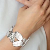 Stainless Steel Polished & Hammered Bracelet with Ext. Bangle, 1.5" view 5
