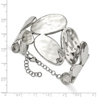 Stainless Steel Polished & Hammered Bracelet with Ext. Bangle, 1.5" view 4
