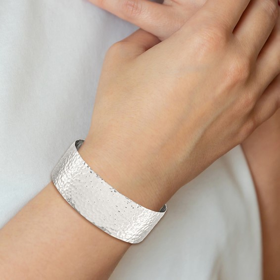 Stainless Steel Polished Hammered Bangle