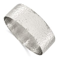 Stainless Steel Polished Hammered Bangle view 1