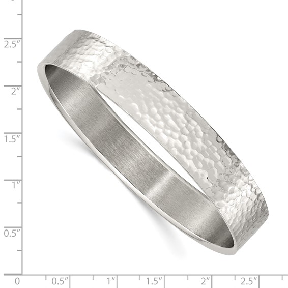 Stainless Steel Brushed and Polished Hammered Bangle