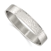 Stainless Steel Brushed and Polished Hammered Bangle view 1